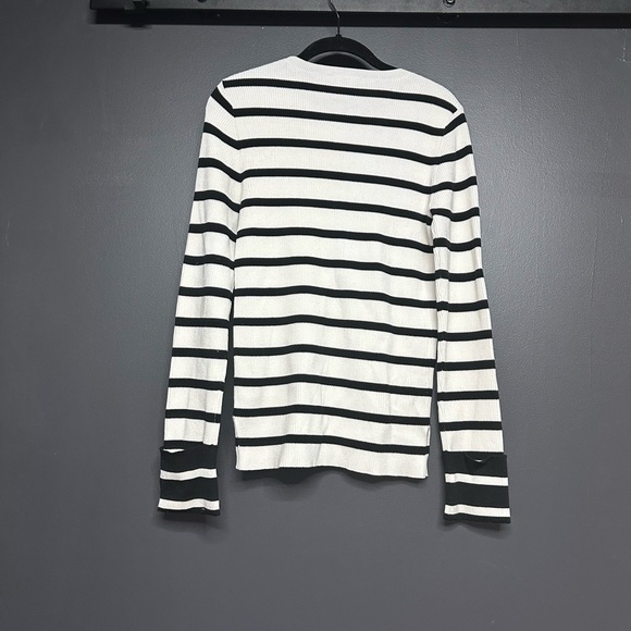 Theory Striped Crewneck Pullover Cuff Sleeve M - Picture 6 of 6